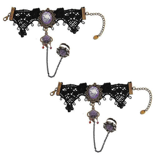 Conjunto de anel e pulseira de Halloween com flor de resina (3 peças) 2