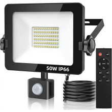 AURA 50W 5000 Lumen LED-Fluter mit PIR-Sensor, IP66 wasserdichte Außenwandleuchte mit Fernbedienung für Garten, Hinterhof,