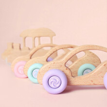 Kleine Holzautos, pädagogisches Holzspielzeugauto, Buchenholz-Spielzeugautos, Holzspielzeugautos, Holzfahrzeuge für Babys ab 3 Monaten