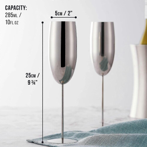 Champagneglas i rustfrit stål Champagne- og Prosecco-glas - Sølv 1