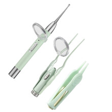 LED-Ohr- und Nasenpflege-Set mit beleuchtetem Ohrenreiniger, Pinzette und heller grüner Beleuchtung