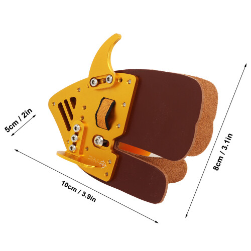 Bogenfingerkappe, Leder & Aluminum, Goldbraun, Klein 1
