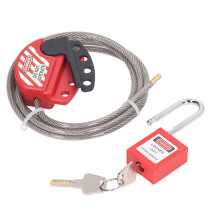Lockout Tagout Device for Energy Isolation, OSHA Compliant Adjustable Cable Lock with High-Visibility Warning Label, Multi-Stranded Steel Cable Lock