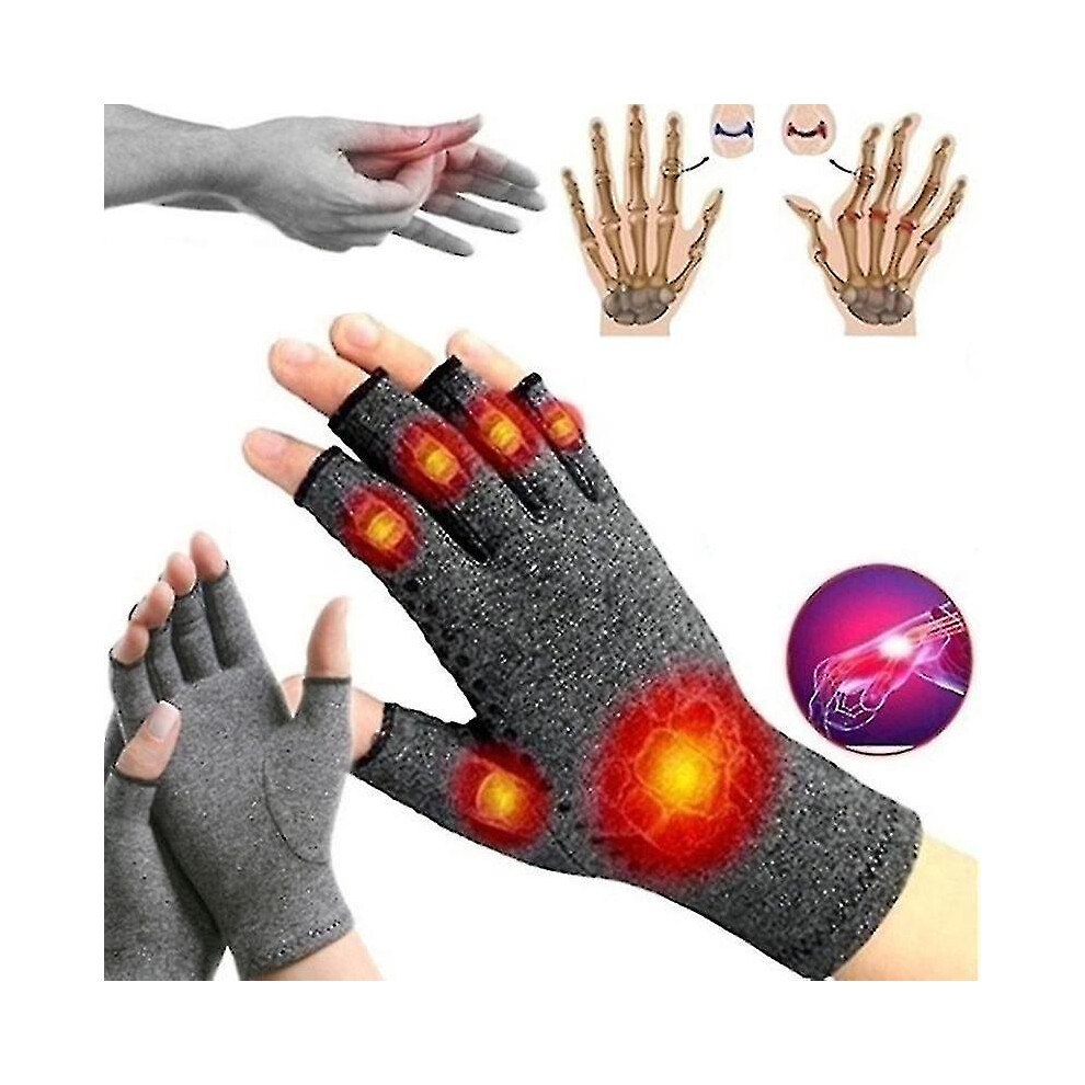 Gray All-Day Comfortable Gloves For Hand Dexterity, Compression Support For Arthritis Relief, Breathable For Reduced Sweating, (S)