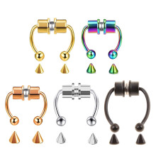 Faux Septum magnétique en fer à cheval, 5 pièces, anneau de nez