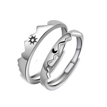 1 paire d'anneaux minimalistes soleil et lune pour Couples,