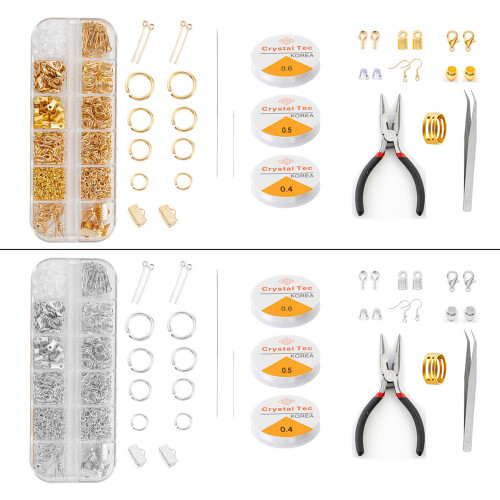 1 Set Schmuckherstellungszubehör-Set mit Quetschperlen,-Silber 1