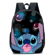 Rugzak van hoogwaardige polyesterstof voor dagelijks gebruik, Disney Stitch rugzak met Cowabunga Magic afbeeldingen, verstelbare schouderbanden.