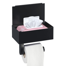 Kraftig toiletpapirholder med justerbar monteringsretning, matsort, vægmontering, rustfri rustfrit stål, opbevaring af vådservietter, der kan