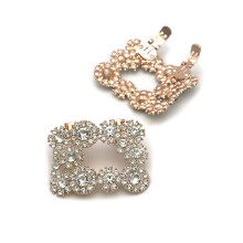 Strass Charme Metalen Schoenklem-Gouden B dubbele gesp