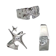 Cross-shape Irregular Crystal Rings Unisex Couple Engagement
