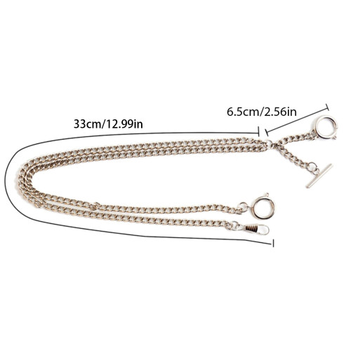 Double Albert Chain Vintage Pocket Watch Chain for-Silver 1
