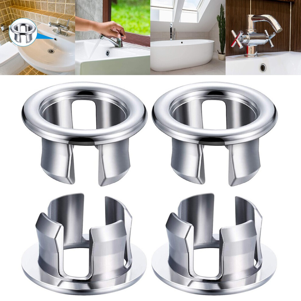 4Pcs Bathroom Basin Faucet Sink Overflow Cover Brass Six-Foot Ring Insert Hole Cover Cap Silver Trim Bathroom Accessories 6935161434019
