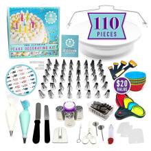 The Art of Baking: Cake Decorating Kit, Your Green Stainless Steel Companion, Cake Spinner Turntable, Pastry Bag, Whisk, Baking Accessories for Every