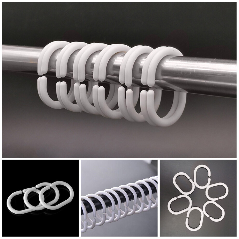 12Pcs Plastic Shower Curtain Rings Hooks C Shape Bath Drape Shower Ring Loop Bendable Bathroom Curtain Hooks Rail Guide Hanger 6935161433944