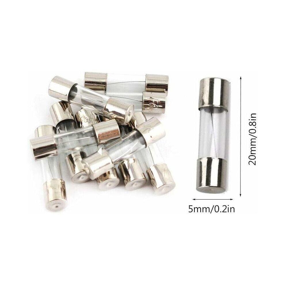 Fast-Blow Glass Tube Fuse Assorted Kit, Premium Quality 100Pcs 5X20mm Fast-Blow Fuses For Electronics, Automotive, And Household Appliances, 9169997090171