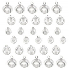 30 stuks ketting kooi charme hanger handgemaakte spiraal-Zilver