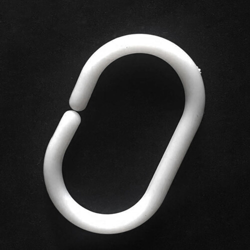 12PCS Plastic Shower Curtain Rings Hooks C Shape Bath Drape Shower Ring Loop Bendable Bathroom Curtain Hooks Rail Guide Hanger 2