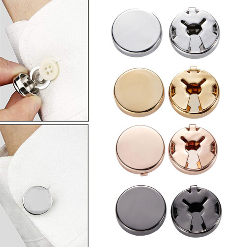 Pair of  Cuff Button Covers Button Cover Cuff Links for-Silver 2