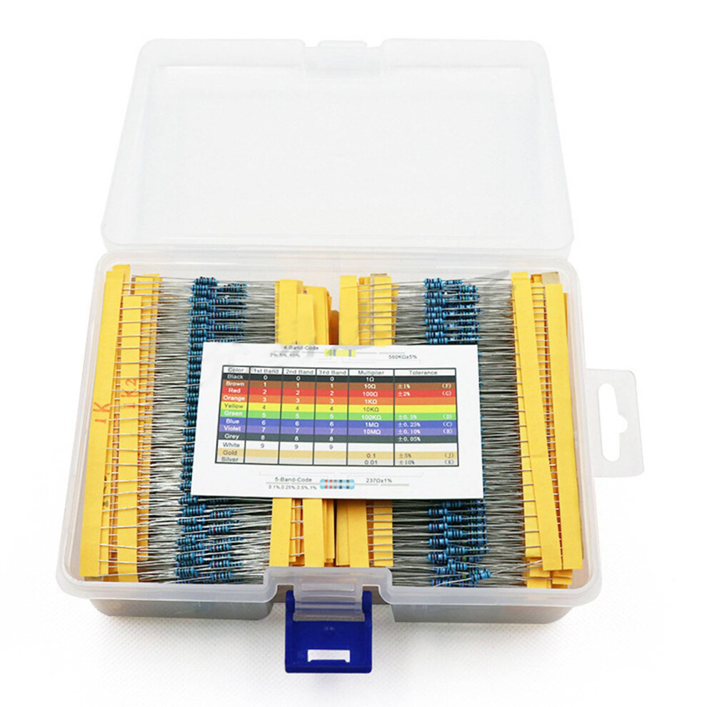 Comprehensive Resistor Kit 2600Pcs 1 Ohm-3M Ohm 1/4W Metal Carbon Film 7901369658136