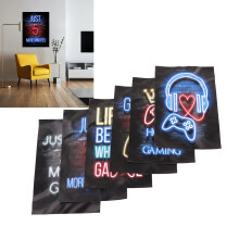 6PCS Neon Gaming Posters Canvas Wall Art 20x30cm Colorful Room Decor