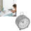 Grey Circular Battery Alarm Clock, 10cm Bedside Desk Decor 1