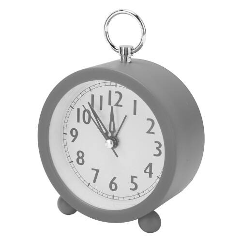Grey Circular Battery Alarm Clock, 10cm Bedside Desk Decor 2