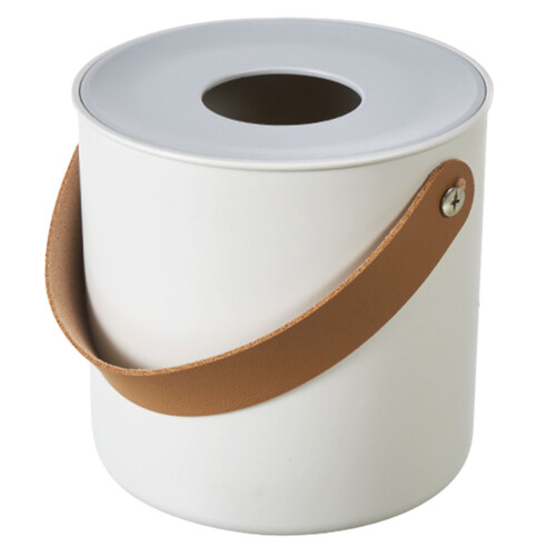 1Stk Moderner Tissue Container Mit Griff Aus ABS Und Leder Weiß 2