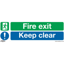 Sealey Worksafe® Fire Exit Keep Clear (Large) Safety Sign - Self-Adhesive Vinyl SS32V1
