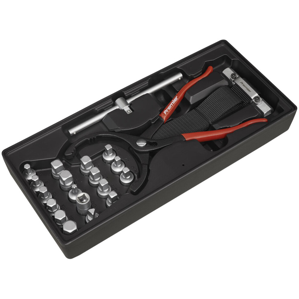 Sealey Tool Tray With Oil Filter Wrench, Pliers & Drain Plug Set 21Pc