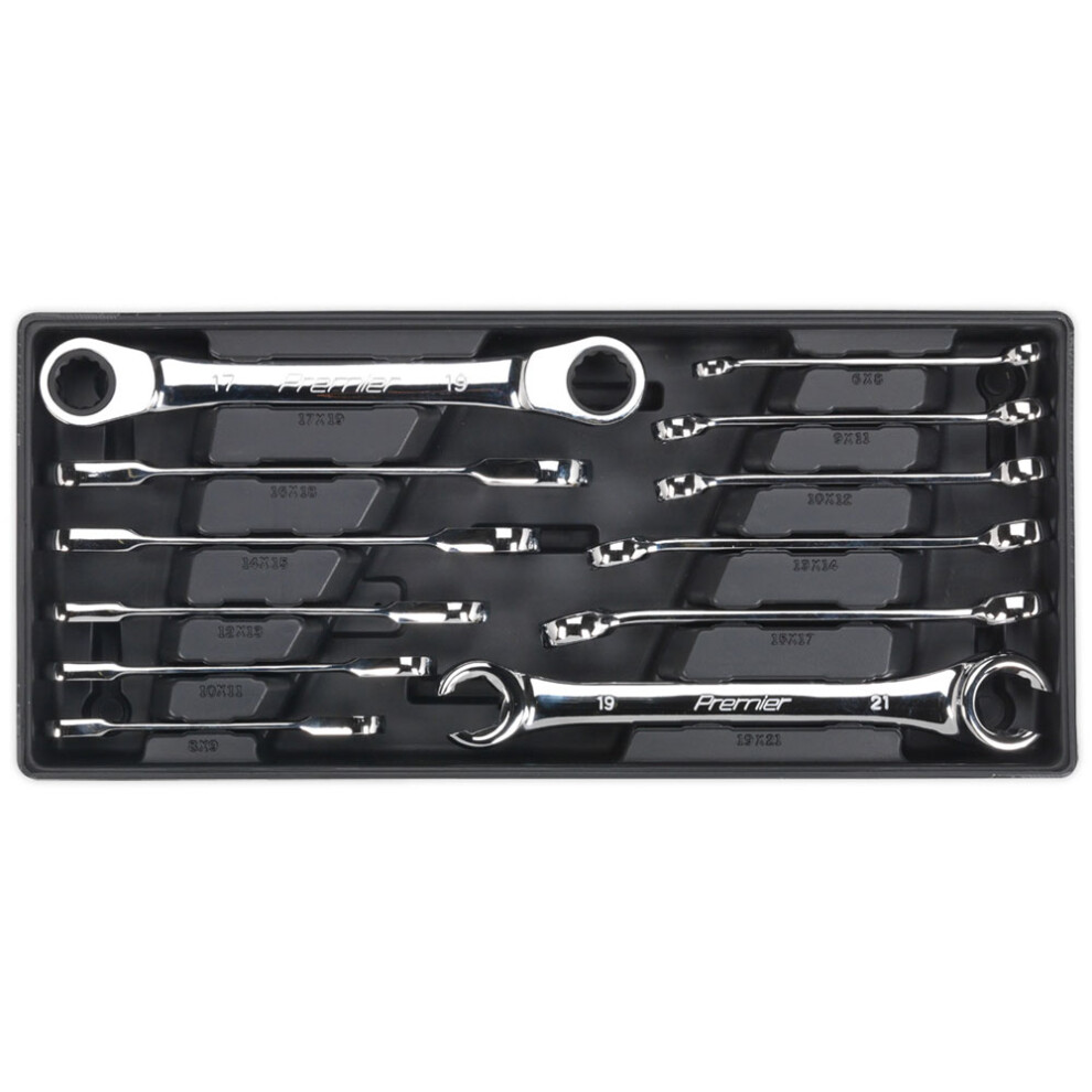 Tool Tray with Flare Nut & Ratchet Ring Spanner Set 12pc