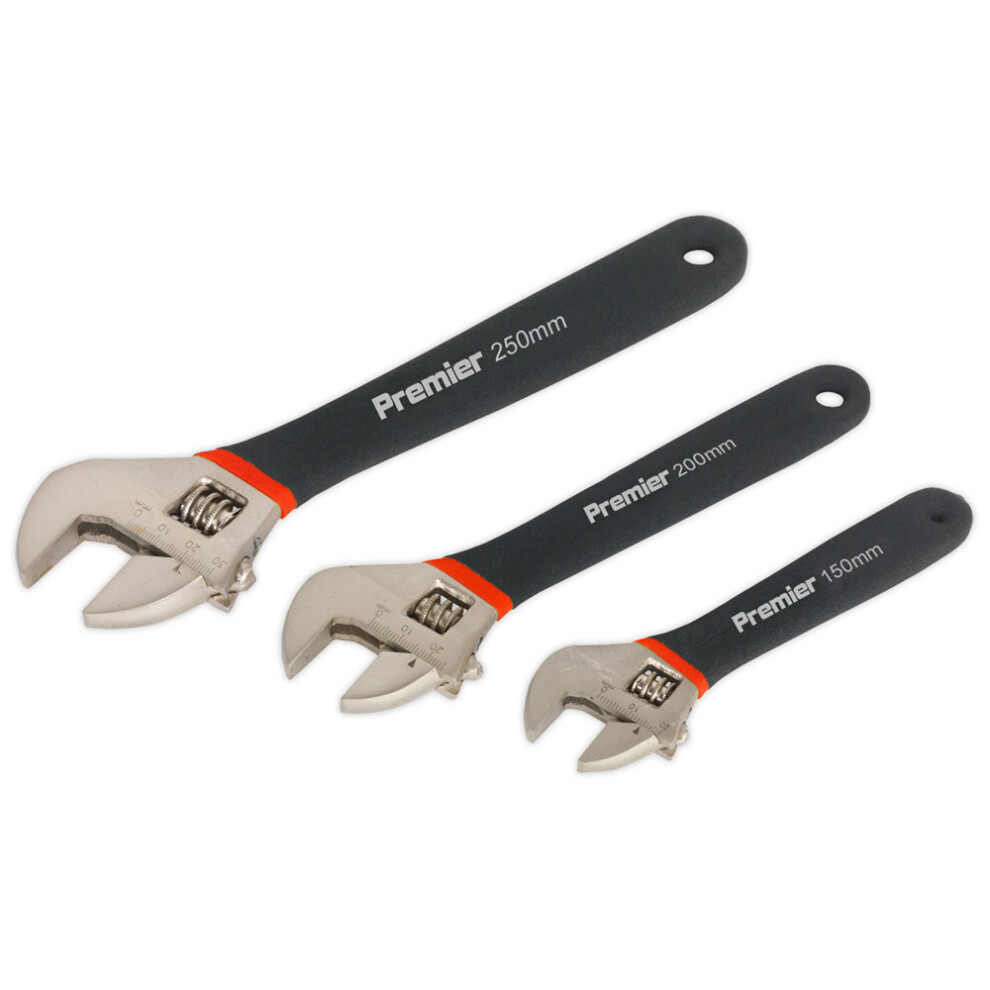 Adjustable Wrench Set 3pc Ni-Fe Finish