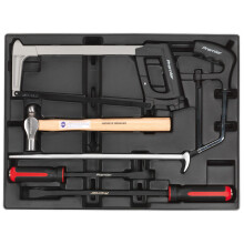 Tool Tray with Pry Bar, Hammer & Hacksaw Set 6pc