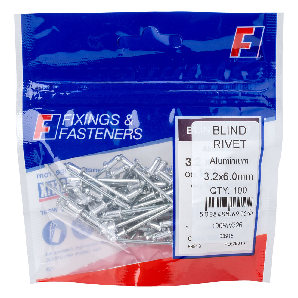 Forge 100RIV326 Aluminium Rivets 3.2 x 6mm Bag of 100