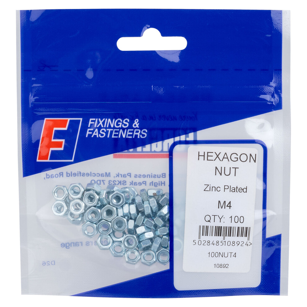 B&Q - 100Nut4 Hexagon Nut Zp M4 Bag 100 Fornut4M - Image 5