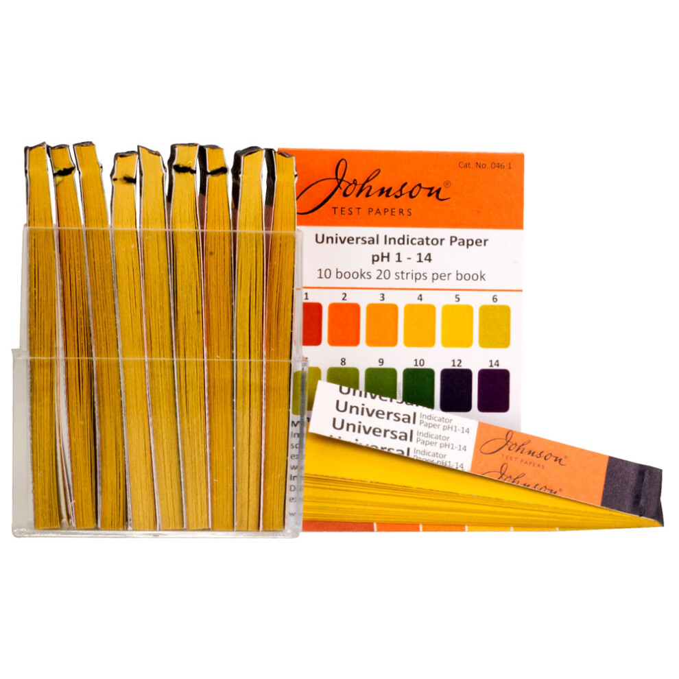 Johnson Universal Indicator Test Papers Ph 1 To Ph 14 - 10 Books Of 20 Strips