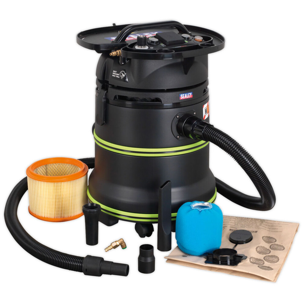 Vacuum Cleaner Industrial Dust-Free Wet/Dry 35L 1000W/230V Plastic Drum M-Class Self-Clean Filter