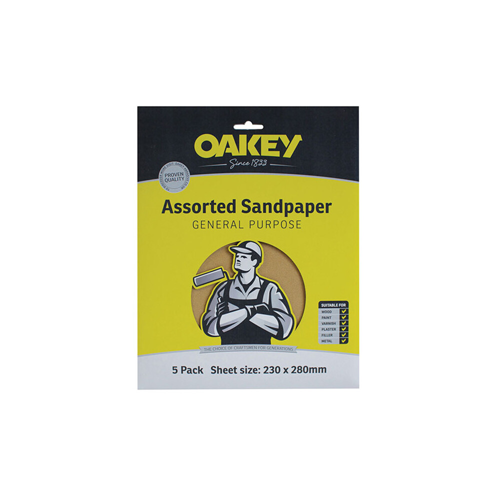 Oakey 66261135689 Glasspaper Sanding Sheets 230 X 280Mm Coarse 50G Pack Of 5 3157629722367