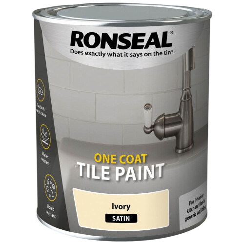 Ronseal Ronseal One Coat Tile Paint Water Base, Ivory - Satin 750ml