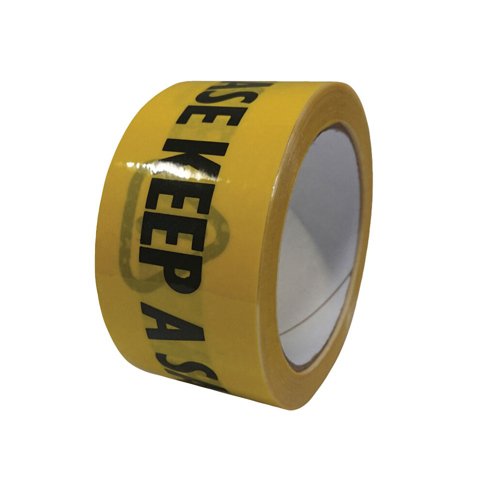Faithfull Laminated Adhesive Hazard Tape Social Distance 50Mm X 33M Black/Yellow