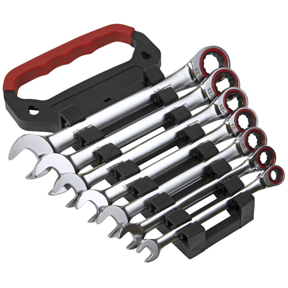 Sealey Ratchet Combination Spanner Set 7Pc Metric Platinum Series