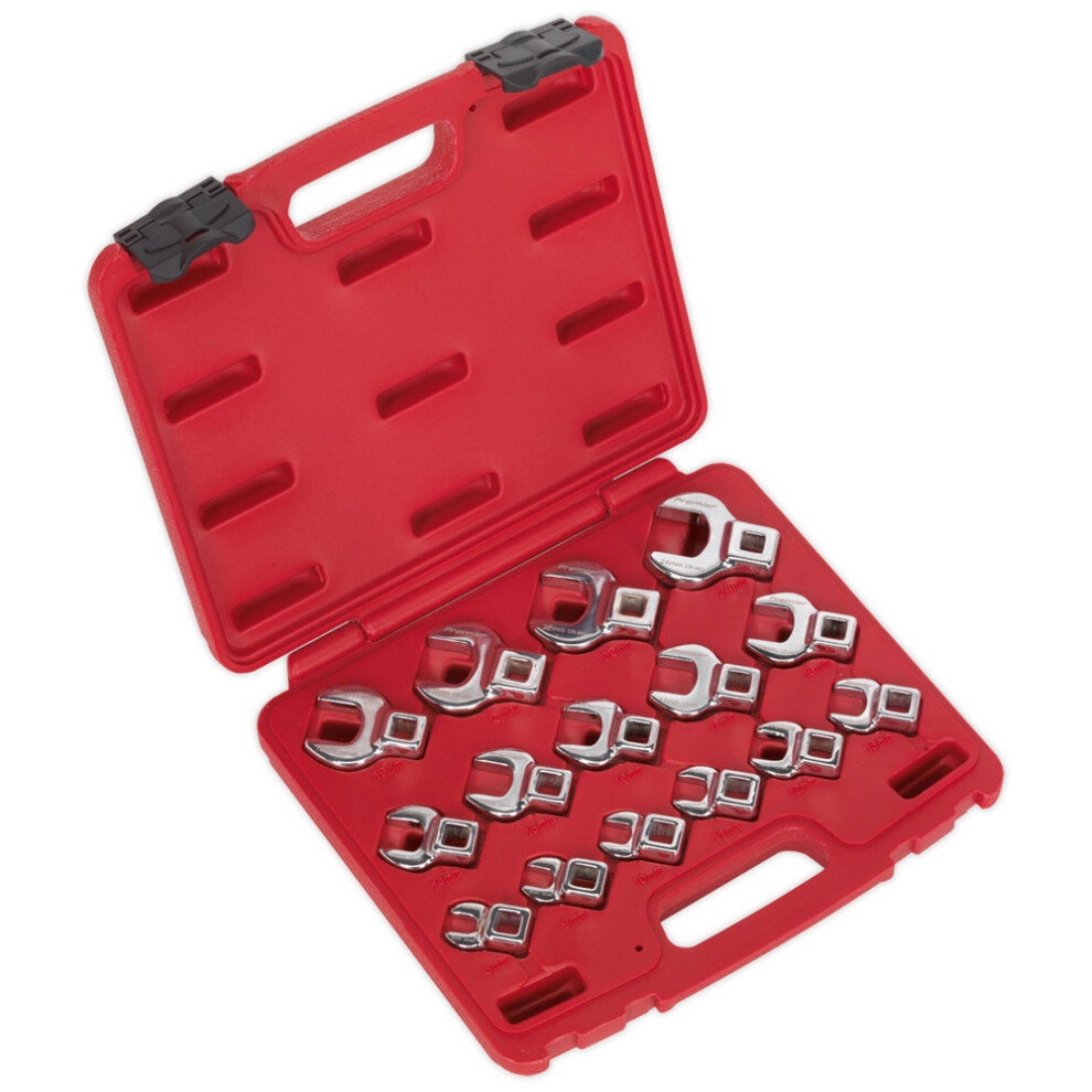 Crow's Foot Open-End Spanner Set 15pc 3/8"Sq Drive Metric