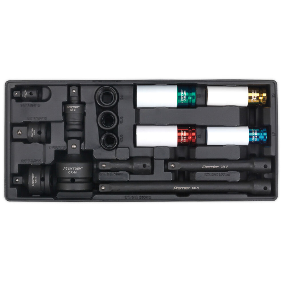 Tool Tray with Impact Socket & Adaptor Set 15pc Metric