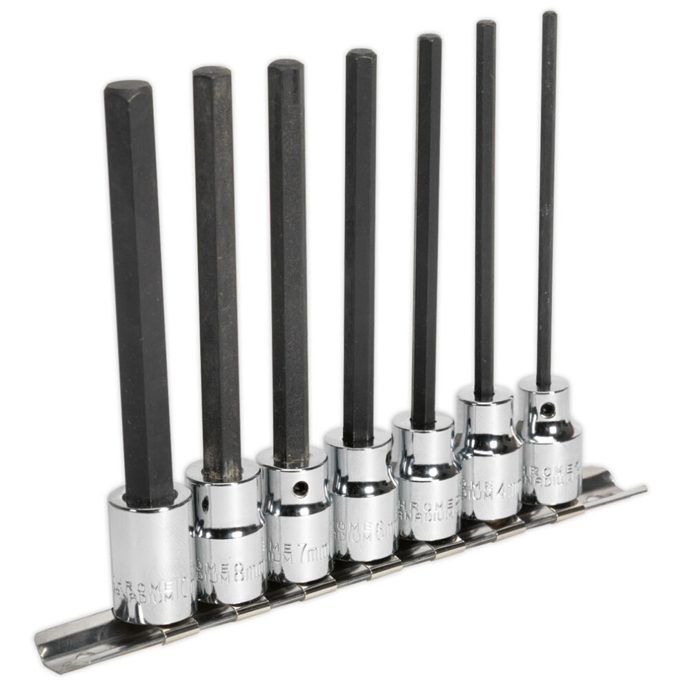 Sealey Hex Socket Bit Set 7 Pieces 3/8"" Square Drive 110mm Metric AK62254 - Image 15