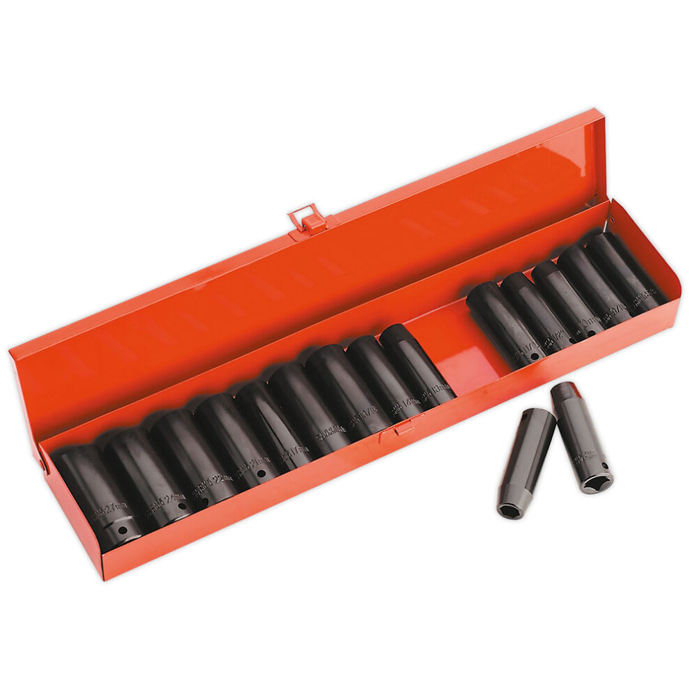 Impact Socket Set 16pc Deep 1/2"Sq Drive Metric/Imperial