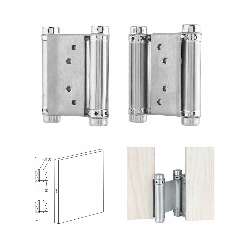 Double Acting Barrel Spring Hinge, Stainless Steel Self Closing For Saloon Pub Doors With Adjustable Spring Power, Heavy Duty Commercial Grade (78Mm) 9169997123107