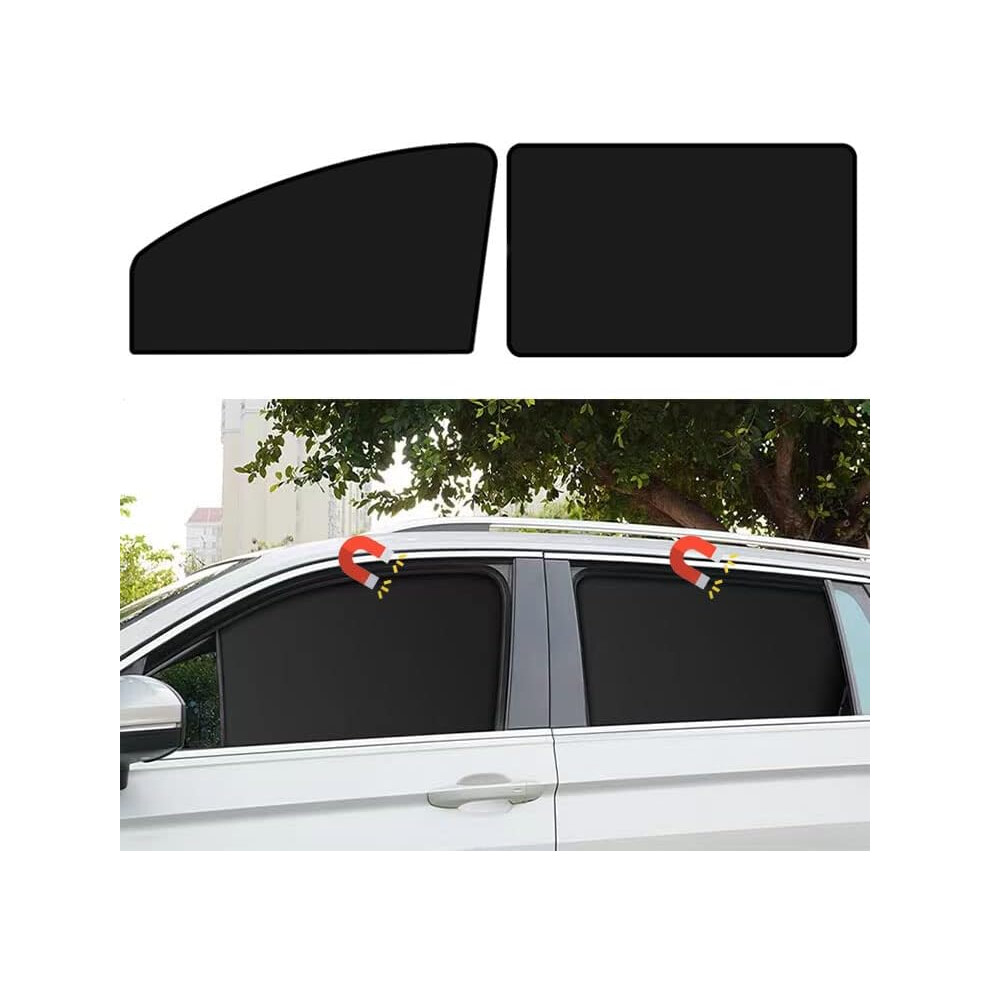 Car Side Window Curtains, Easy to Install & Remove Magnetic Retractable Shades with UV Protection and Privacy Protection, Foldable Full Sun Visor for