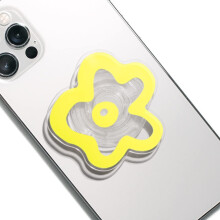 Expandable Kickstand Grip, Unique Transparent Daisy Flower Pattern, Multi-Functional Smartphone Accessory for Secure Handling (Yellow)