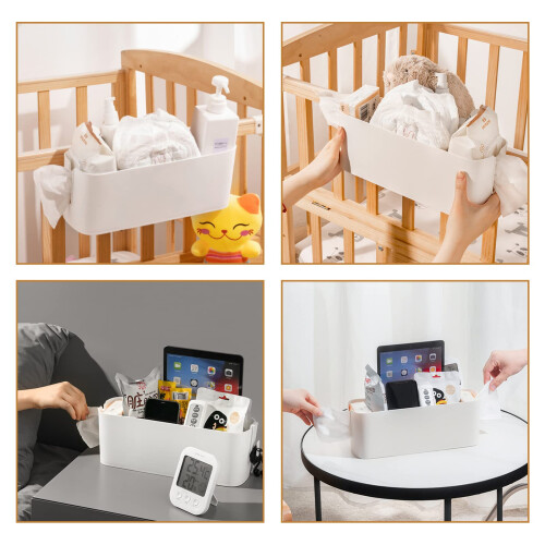 Multi-functional Bedside Organizer, Space Saving Solution for Home, Office, RV, with Removable Hooks for Customized Storage 2