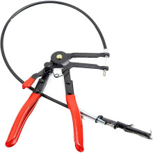 Hose Clamp Removal Tool, Ratcheting Locking Mechanism Pliers with 24 Inch Flexible Cable for Automotive Water Coolant Hose Service, Long Reach Clamp